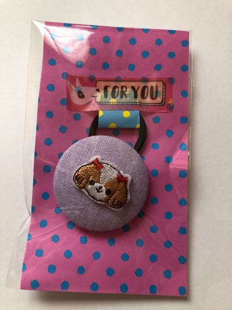 ハンドメイド ヘアゴム 特大 くるみボタン ワンちゃんシリーズ かわいいシーズーちゃん < 女性ファッション  ハンドメイド ヘアゴム 特大 くるみボタン ワンちゃんシリーズ かわいいシーズーちゃん < 女性ファッションの