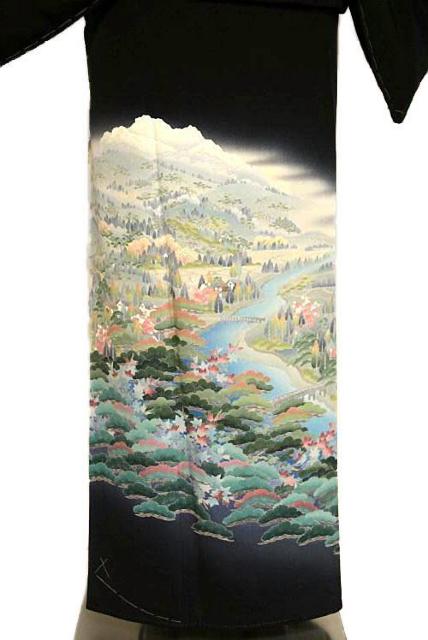 【最高峰】【未使用品】十日町友禅作家【阿部佳雪】山水風景文 比翼付 黒留袖 身丈162.5cm 裄丈64cm T3547 < 女性ファッション 【最高峰】【未使用品】十日町友禅作家【阿部佳雪】山水風景文 比翼付 黒留袖 身丈162.5cm 裄丈64cm T3547 < 女性ファッションの