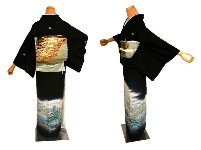 【最高峰】【未使用品】十日町友禅作家【阿部佳雪】山水風景文 比翼付 黒留袖 身丈162.5cm 裄丈64cm T3547 < 女性ファッション 【最高峰】【未使用品】十日町友禅作家【阿部佳雪】山水風景文 比翼付 黒留袖 身丈162.5cm 裄丈64cm T3547 < 女性ファッションの