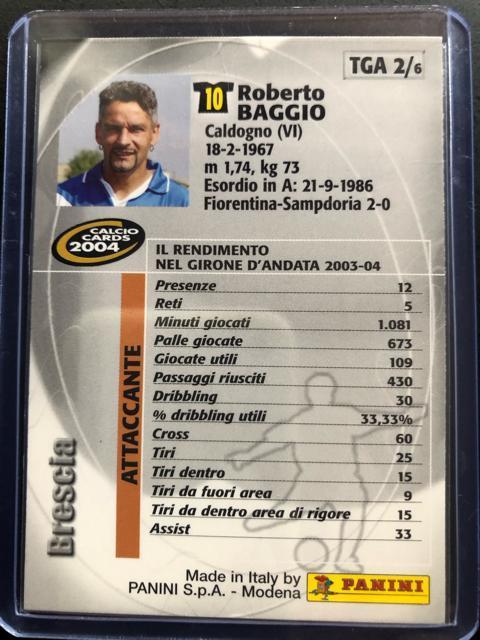 2004calcio PANINI/TGA2/6・Brescia・ロベルト・バッジオ < トレーディングカード 2004calcio PANINI/TGA2/6・Brescia・ロベルト・バッジオ < トレーディングカードの