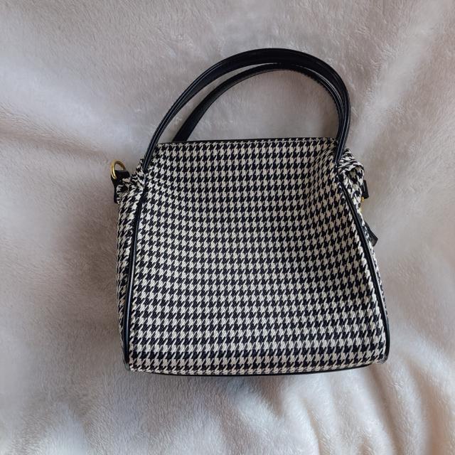 QUARTER 2way 千鳥柄 がま口 ミニ ボストン ハンドバッグ ショルダーバッグ N2m < 女性ファッション  QUARTER 2way 千鳥柄 がま口 ミニ ボストン ハンドバッグ ショルダーバッグ N2m < 女性ファッションの