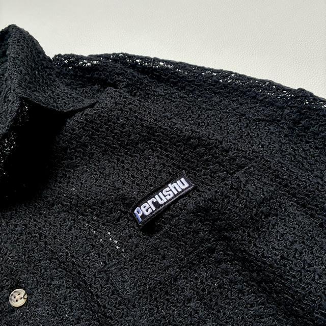 ◆新品◆ペルーシュ◆メッシュニットシャツ◆オーバーサイズ◆黒ブラック◆L◆大きめ < 女性ファッション  ◆新品◆ペルーシュ◆メッシュニットシャツ◆オーバーサイズ◆黒ブラック◆L◆大きめ < 女性ファッションの