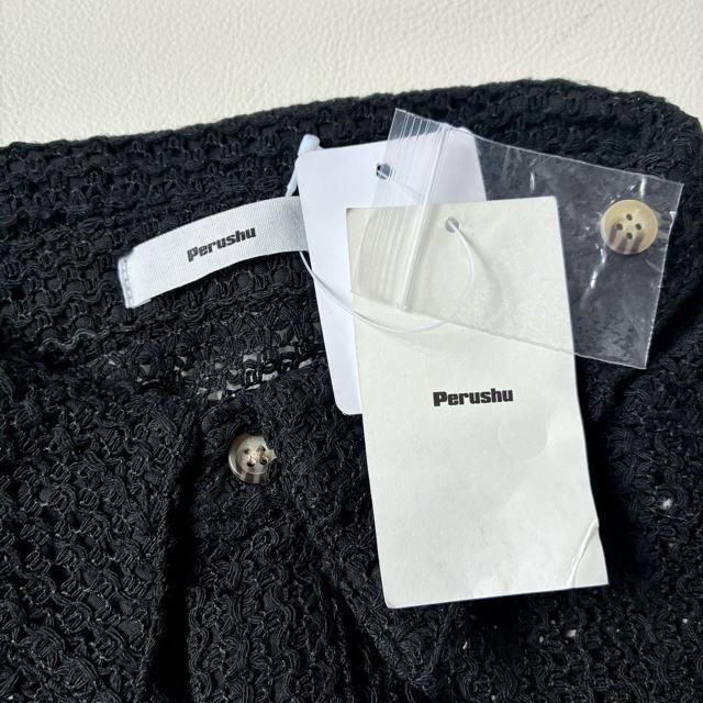 ◆新品◆ペルーシュ◆メッシュニットシャツ◆オーバーサイズ◆黒ブラック◆L◆大きめ < 女性ファッション  ◆新品◆ペルーシュ◆メッシュニットシャツ◆オーバーサイズ◆黒ブラック◆L◆大きめ < 女性ファッションの