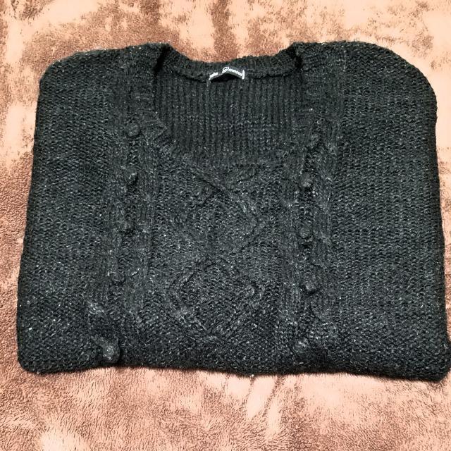 ゆったりサイズ ニットセーター (半袖) ブラック < 女性ファッション  ゆったりサイズ ニットセーター (半袖) ブラック  < 女性ファッションの