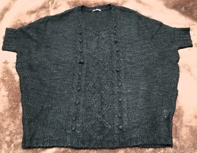 ゆったりサイズ ニットセーター (半袖) ブラック < 女性ファッション  ゆったりサイズ ニットセーター (半袖) ブラック < 女性ファッションの