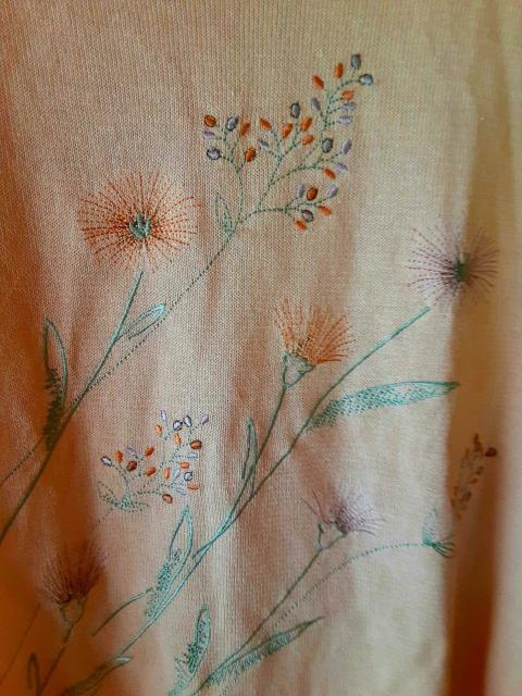 ニット カットソー プルオーバー Montafon Tシャツ トップス 五分袖 シャツ M ベージュ 花 レディース 洋服 < 女性ファッション  ニット カットソー プルオーバー Montafon Tシャツ トップス 五分袖 シャツ M ベージュ 花 レディース 洋服 < 女性ファッションの