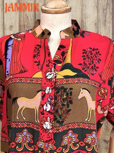 アジアン柄チュニック 赤 エスニック アジアン ヒッピー チュニック < 女性ファッション アジアン柄チュニック 赤 エスニック アジアン ヒッピー チュニック < 女性ファッションの