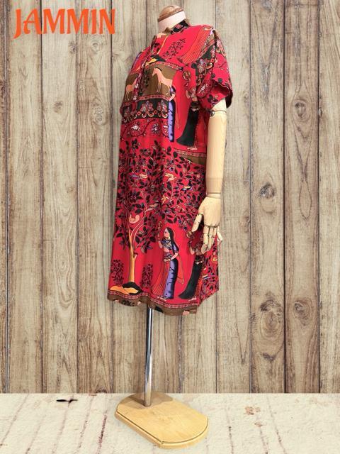 アジアン柄チュニック 赤 エスニック アジアン ヒッピー チュニック < 女性ファッション アジアン柄チュニック 赤 エスニック アジアン ヒッピー チュニック < 女性ファッションの