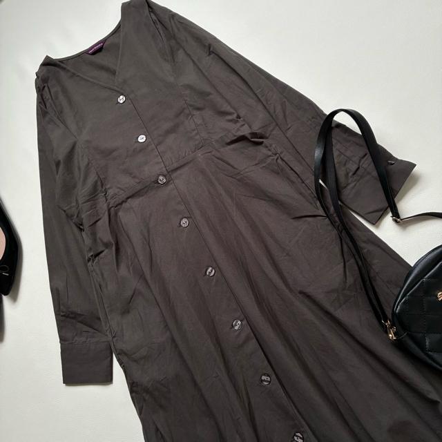 ◆アーバンリサーチ◆綿100%◆チャコールブラウン◆シャツマキシワンピース◆F < ブランド  ◆アーバンリサーチ◆綿100%◆チャコールブラウン◆シャツマキシワンピース◆F < ブランドの