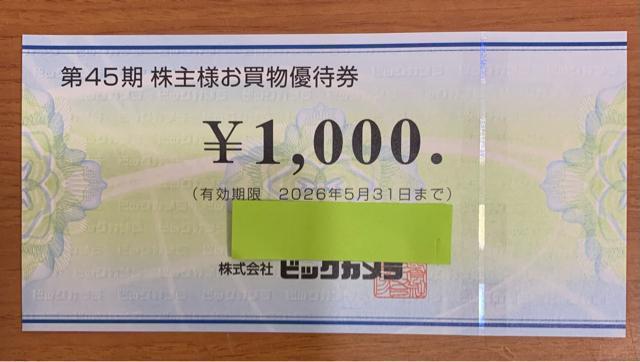【送料無料】株主優待券 ビックカメラ 1000円×1枚 < チケット/金券 【送料無料】株主優待券 ビックカメラ 1000円×1枚 < チケット/金券の