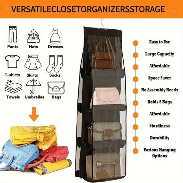 超お買い得690円★LDQ 多層ハンドバッグオーガナイザー 8ポケット付き -折りたたみ式吊り下げ収納ラック 黒 < インテリア/ライフ 超お買い得690円★LDQ 多層ハンドバッグオーガナイザー 8ポケット付き -折りたたみ式吊り下げ収納ラック 黒 < インテリア/ライフの