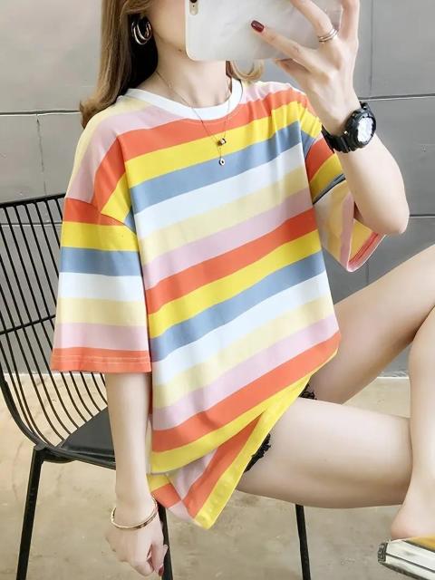 超お買い得890円★レディース プラスサイズ ルーズフィット プリントTシャツ - パステルカラーブロック 半袖 空色 フリー < 女性ファッション  超お買い得890円★レディース プラスサイズ ルーズフィット プリントTシャツ - パステルカラーブロック 半袖 空色 フリー < 女性ファッションの