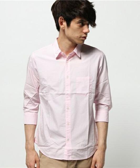 ☆ナノユニバース ブロード 7分袖シャツ/ピンク/メンズ/S☆新品 < ブランド  ☆ナノユニバース ブロード 7分袖シャツ/ピンク/メンズ/S☆新品 < ブランドの