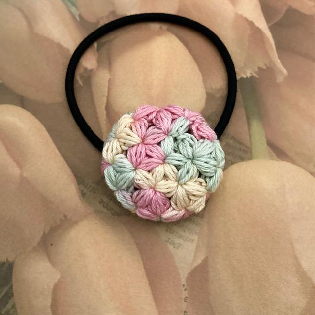 ハンドメイド♪レース編み リフ編みモチーフヘアゴム < 女性ファッション  ハンドメイド♪レース編み リフ編みモチーフヘアゴム  < 女性ファッションの