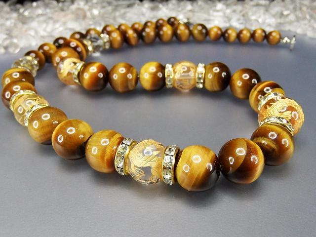 水晶金龍手彫り14mm12mm天然石タイガーアイ ネックレス ロンデル ワイヤ仕上げ < 男性アクセサリー/時計  水晶金龍手彫り14mm12mm天然石タイガーアイ ネックレス ロンデル ワイヤ仕上げ < 男性アクセサリー/時計の