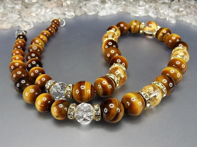 水晶金龍手彫り14mm12mm天然石タイガーアイ ネックレス ロンデル ワイヤ仕上げ < 男性アクセサリー/時計  水晶金龍手彫り14mm12mm天然石タイガーアイ ネックレス ロンデル ワイヤ仕上げ < 男性アクセサリー/時計の