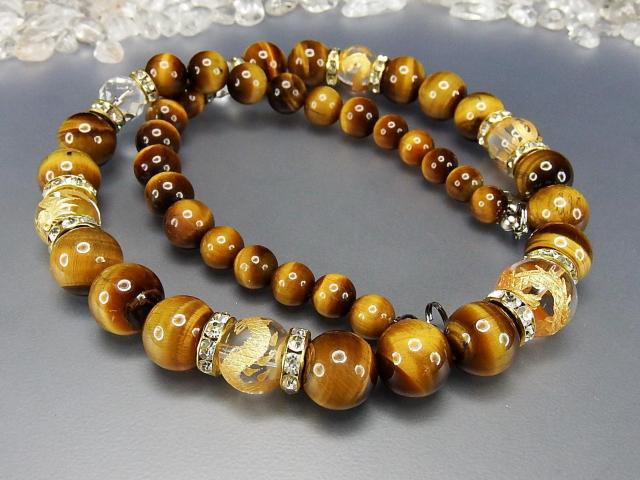 水晶金龍手彫り14mm12mm天然石タイガーアイ ネックレス ロンデル ワイヤ仕上げ < 男性アクセサリー/時計  水晶金龍手彫り14mm12mm天然石タイガーアイ ネックレス ロンデル ワイヤ仕上げ < 男性アクセサリー/時計の