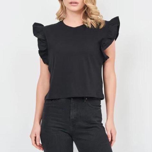 ◆ZARA/ザラ◆フリル袖カットソー★ブラックM*シンプルコーデ♪美品 < ブランド ◆ZARA/ザラ◆フリル袖カットソー★ブラックM*シンプルコーデ♪美品 < ブランドの