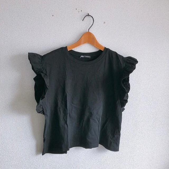 ◆ZARA/ザラ◆フリル袖カットソー★ブラックM*シンプルコーデ♪美品 < ブランド ◆ZARA/ザラ◆フリル袖カットソー★ブラックM*シンプルコーデ♪美品 < ブランドの