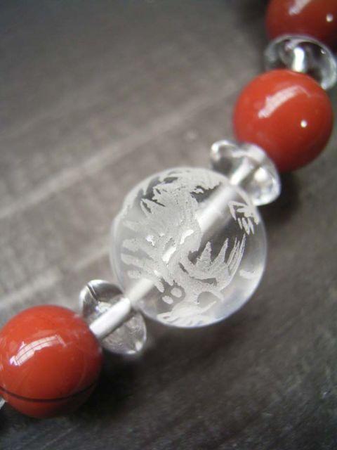 龍彫水晶xレッドジャスパーブレスレット < 男性アクセサリー/時計 龍彫水晶xレッドジャスパーブレスレット < 男性アクセサリー/時計の