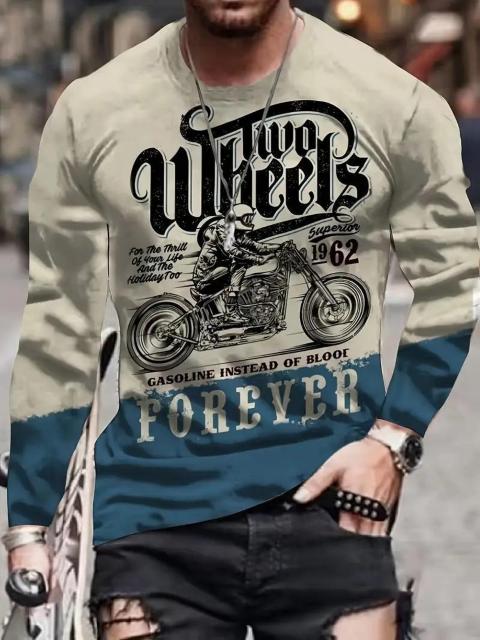 爆ヤス価格1590円★オートバイプリント、メンズ長袖ヴィンテージノベルティTシャツ USAサイズM(日本サイズXL相当) < 男性ファッション  爆ヤス価格1590円★オートバイプリント、メンズ長袖ヴィンテージノベルティTシャツ USAサイズM(日本サイズXL相当)  < 男性ファッションの