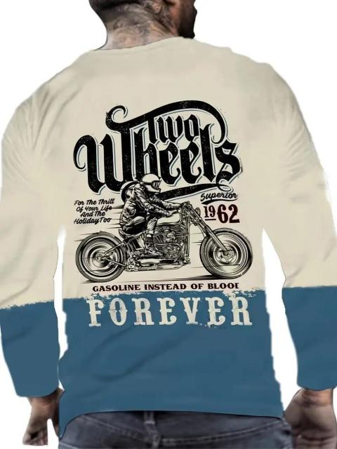 爆ヤス価格1590円★オートバイプリント、メンズ長袖ヴィンテージノベルティTシャツ USAサイズM(日本サイズXL相当) < 男性ファッション  爆ヤス価格1590円★オートバイプリント、メンズ長袖ヴィンテージノベルティTシャツ USAサイズM(日本サイズXL相当) < 男性ファッションの