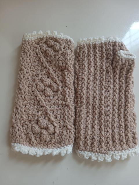 ハンドウォーマー(ベージュ×白)女性用 < 女性ファッション  ハンドウォーマー(ベージュ×白)女性用  < 女性ファッションの