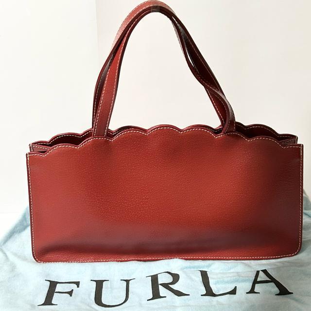 美品 FURLA フルラ レザー ハンドバッグ トートバッグ レッド < ブランド 美品 FURLA フルラ レザー ハンドバッグ トートバッグ レッド < ブランドの