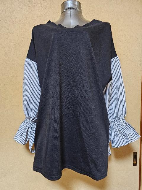 大きいサイズ/5L/ブラック/Vネック五分袖切り替えカットソーチュニック/新品 < 女性ファッション 大きいサイズ/5L/ブラック/Vネック五分袖切り替えカットソーチュニック/新品 < 女性ファッションの