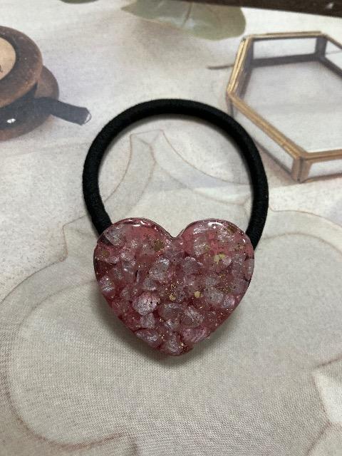 ハンドメイド レジン ハート ヘアゴム 2点セット < 女性ファッション  ハンドメイド レジン ハート ヘアゴム 2点セット < 女性ファッションの