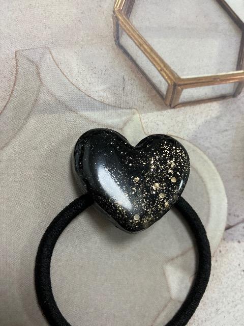 ハンドメイド レジン ハート ヘアゴム 2点セット < 女性ファッション  ハンドメイド レジン ハート ヘアゴム 2点セット < 女性ファッションの