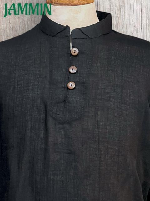 ココナッツボタン付きクルタ エスニック ヒッピー 長袖 サイケ 個性派 < 男性ファッション ココナッツボタン付きクルタ エスニック ヒッピー 長袖 サイケ 個性派 < 男性ファッションの