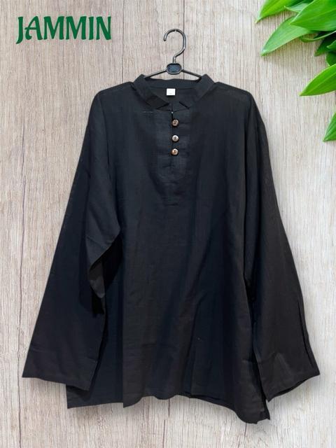 ココナッツボタン付きクルタ エスニック ヒッピー 長袖 サイケ 個性派 < 男性ファッション ココナッツボタン付きクルタ エスニック ヒッピー 長袖 サイケ 個性派 < 男性ファッションの