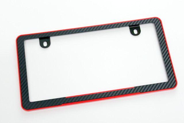 汎用ブラックリアルカーボン調Xレッド ナンバープレートフレーム < 自動車/バイク 汎用ブラックリアルカーボン調Xレッド ナンバープレートフレーム < 自動車/バイク