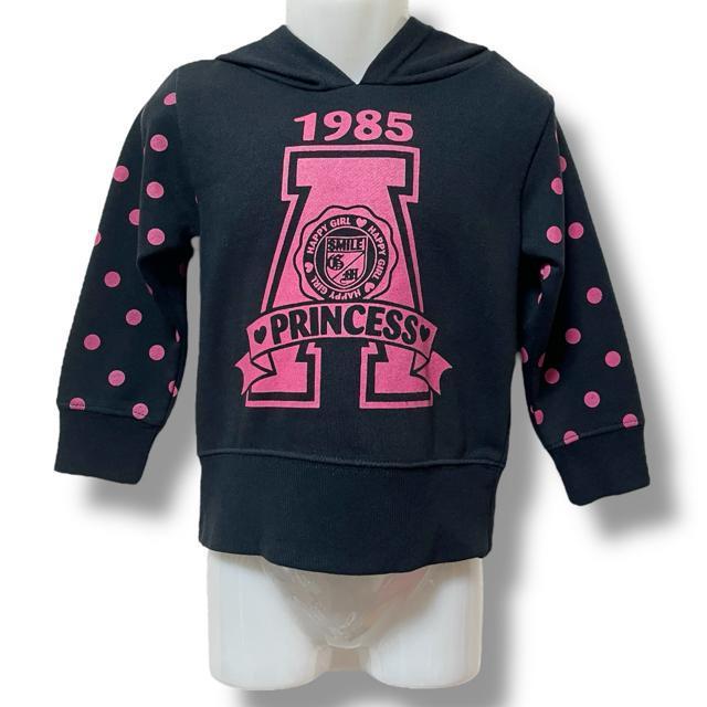 【95】袖ドット柄切替ロゴプリントフーディー < キッズ/ベビー 【95】袖ドット柄切替ロゴプリントフーディー < キッズ/ベビーの