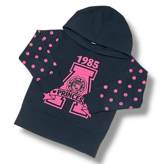 【95】袖ドット柄切替ロゴプリントフーディー < キッズ/ベビー 【95】袖ドット柄切替ロゴプリントフーディー < キッズ/ベビーの