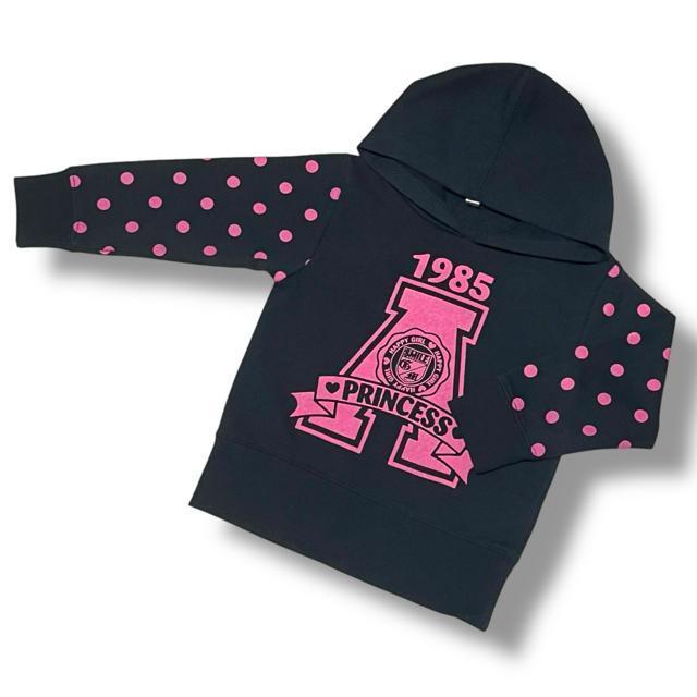 【95】袖ドット柄切替ロゴプリントフーディー < キッズ/ベビー 【95】袖ドット柄切替ロゴプリントフーディー < キッズ/ベビーの