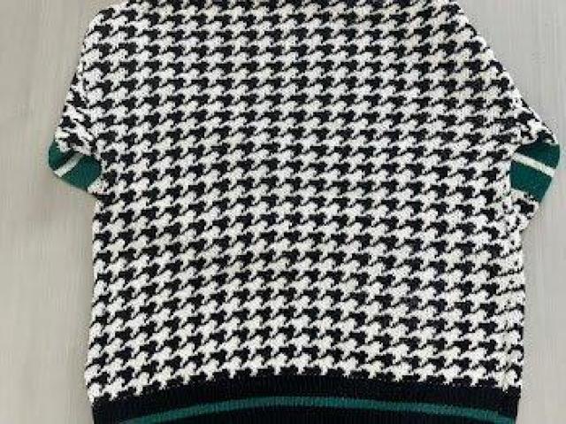 レトロ 千鳥チェック ニットセーター ブラック < 女性ファッション レトロ 千鳥チェック ニットセーター ブラック < 女性ファッションの