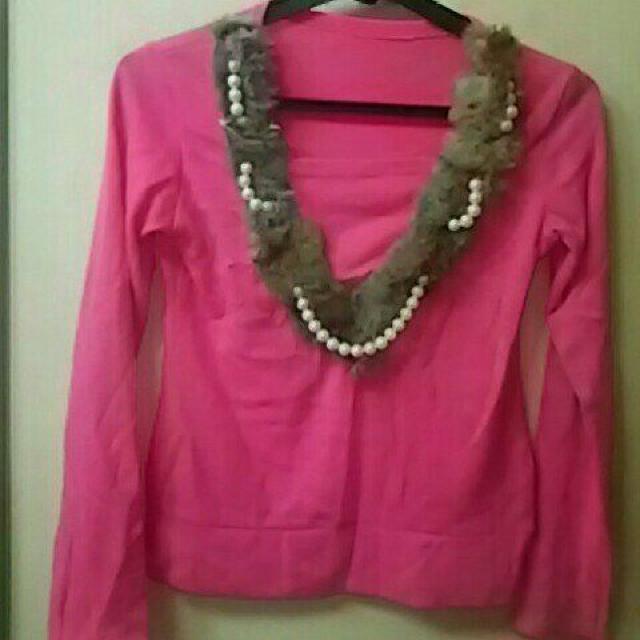 新品★リアルラビファーとパール飾付ニット < 女性ファッション  新品★リアルラビファーとパール飾付ニット < 女性ファッションの