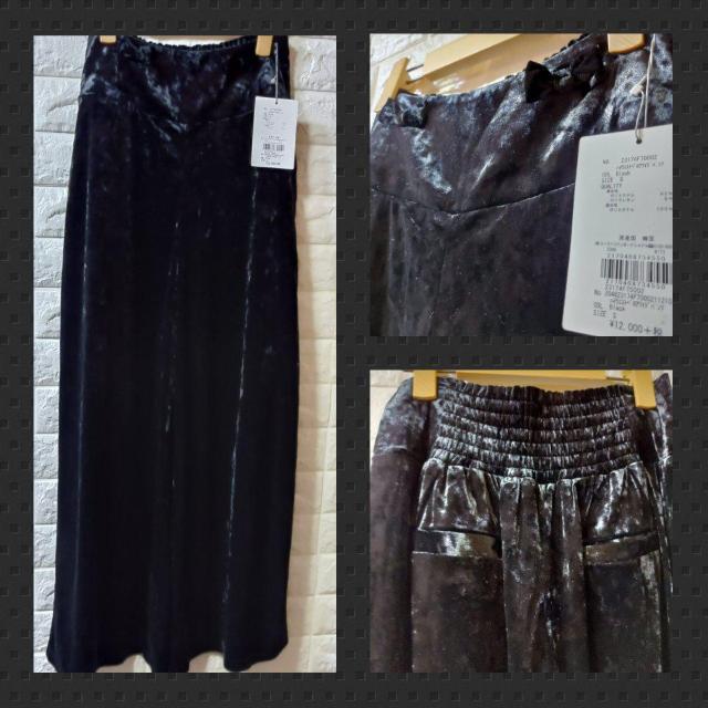 イーハイフン★新品★ベロアハイウエストワイドパンツ < 女性ファッション  イーハイフン★新品★ベロアハイウエストワイドパンツ < 女性ファッションの