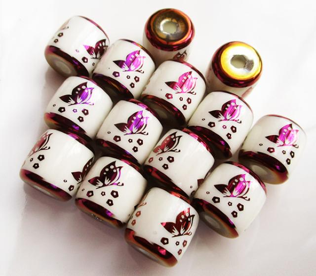 蝶柄ガラスビーズ6個バレル型 紫 < ペット/手芸/園芸  蝶柄ガラスビーズ6個バレル型 紫  < ペット/手芸/園芸の