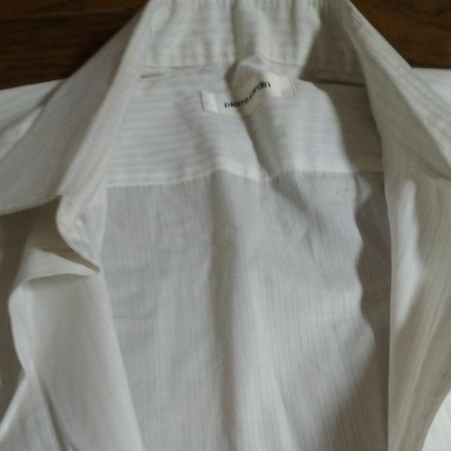 ワイシャツ 白 ストライプ 美品 半袖 ビジネス < 男性ファッション ワイシャツ 白 ストライプ 美品 半袖 ビジネス < 男性ファッションの