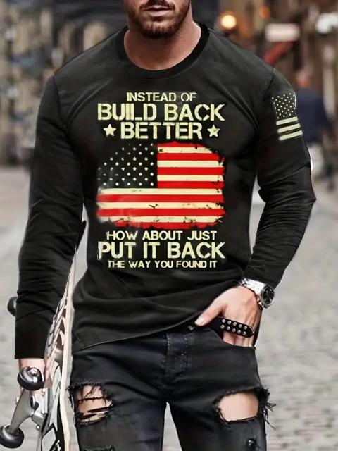 爆ヤス価格1690円★American Flag & Letter 3Dプリント メンズTシャツ USAサイズM(日本サイズXL) < 男性ファッション  爆ヤス価格1690円★American Flag & Letter 3Dプリント メンズTシャツ USAサイズM(日本サイズXL)  < 男性ファッションの