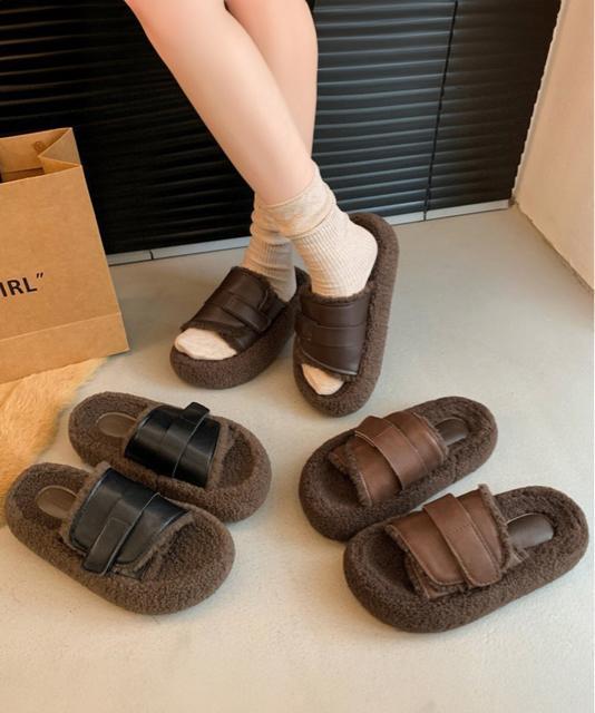 送料無料 新品 ファーサンダル 厚底 レトロボアサンダル < 女性ファッション  送料無料 新品 ファーサンダル 厚底 レトロボアサンダル  < 女性ファッションの