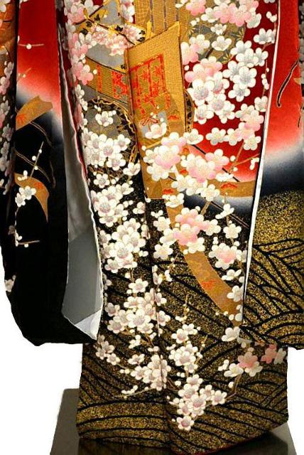 【最高級】新品同様 暈し染め 金彩 金駒シシュウ 御所車枝梅 バチ衿 振袖 身丈165cm 裄丈69.5cm T3551 < 女性ファッション  【最高級】新品同様 暈し染め 金彩 金駒シシュウ 御所車枝梅 バチ衿 振袖 身丈165cm 裄丈69.5cm T3551 < 女性ファッションの