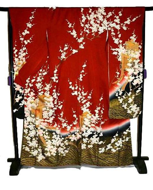 【最高級】新品同様 暈し染め 金彩 金駒シシュウ 御所車枝梅 バチ衿 振袖 身丈165cm 裄丈69.5cm T3551 < 女性ファッション  【最高級】新品同様 暈し染め 金彩 金駒シシュウ 御所車枝梅 バチ衿 振袖 身丈165cm 裄丈69.5cm T3551 < 女性ファッションの