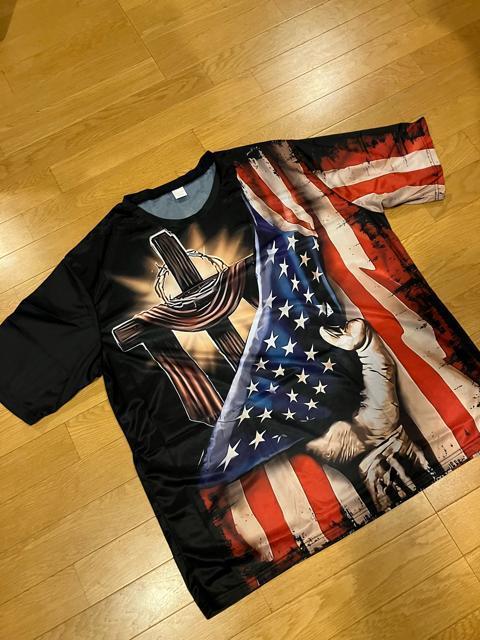 デザインTシャツ 超大きいsizeXXL 位 速乾性 ポリエステル素材 星条旗 < 男性ファッション  デザインTシャツ 超大きいsizeXXL 位 速乾性 ポリエステル素材 星条旗  < 男性ファッションの