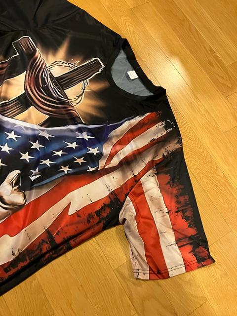 デザインTシャツ 超大きいsizeXXL 位 速乾性 ポリエステル素材 星条旗 < 男性ファッション  デザインTシャツ 超大きいsizeXXL 位 速乾性 ポリエステル素材 星条旗 < 男性ファッションの