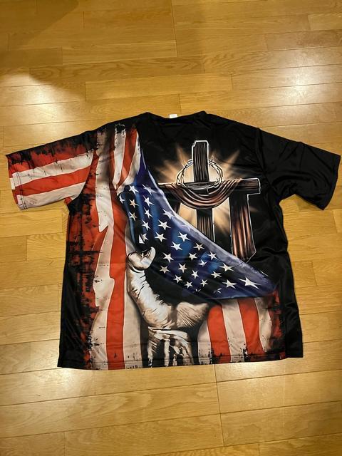 デザインTシャツ 超大きいsizeXXL 位 速乾性 ポリエステル素材 星条旗 < 男性ファッション  デザインTシャツ 超大きいsizeXXL 位 速乾性 ポリエステル素材 星条旗 < 男性ファッションの