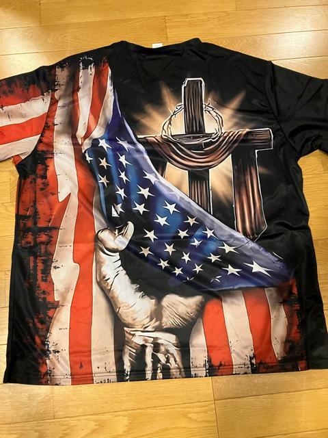 デザインTシャツ 超大きいsizeXXL 位 速乾性 ポリエステル素材 星条旗 < 男性ファッション  デザインTシャツ 超大きいsizeXXL 位 速乾性 ポリエステル素材 星条旗 < 男性ファッションの